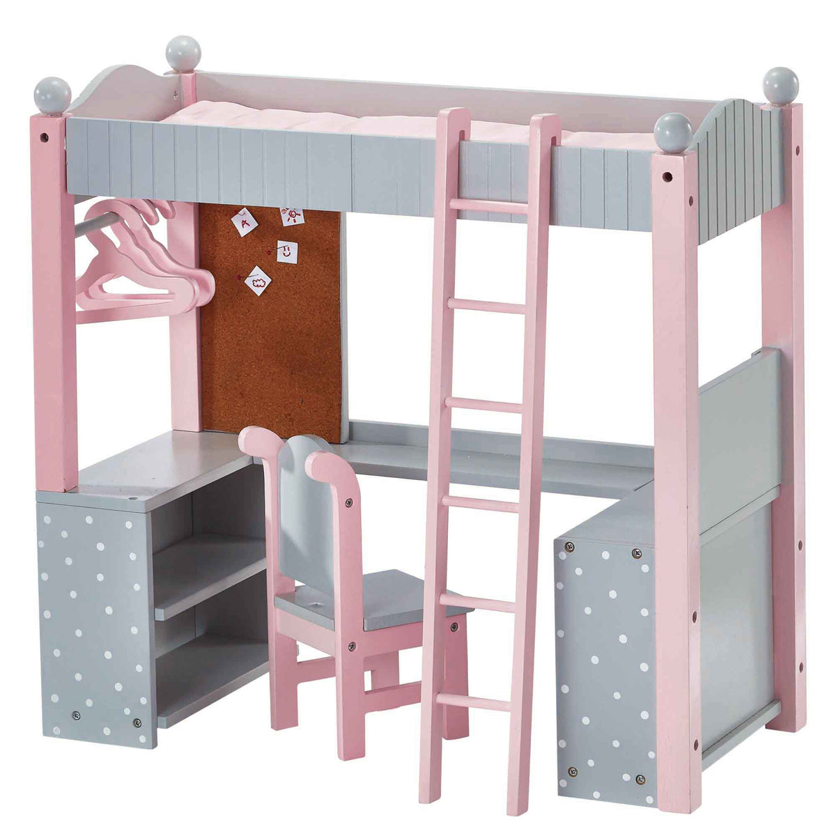 Doll loft shop bed with desk