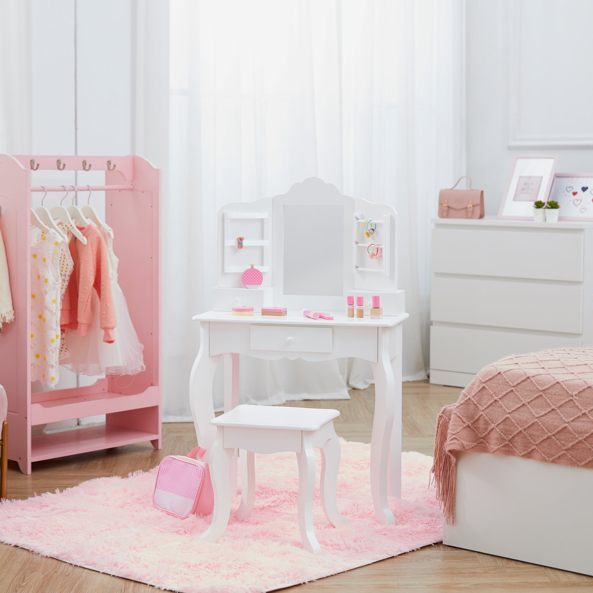 Fantasy Fields Anna Kids Dressing Table Vanity Set With Mirror