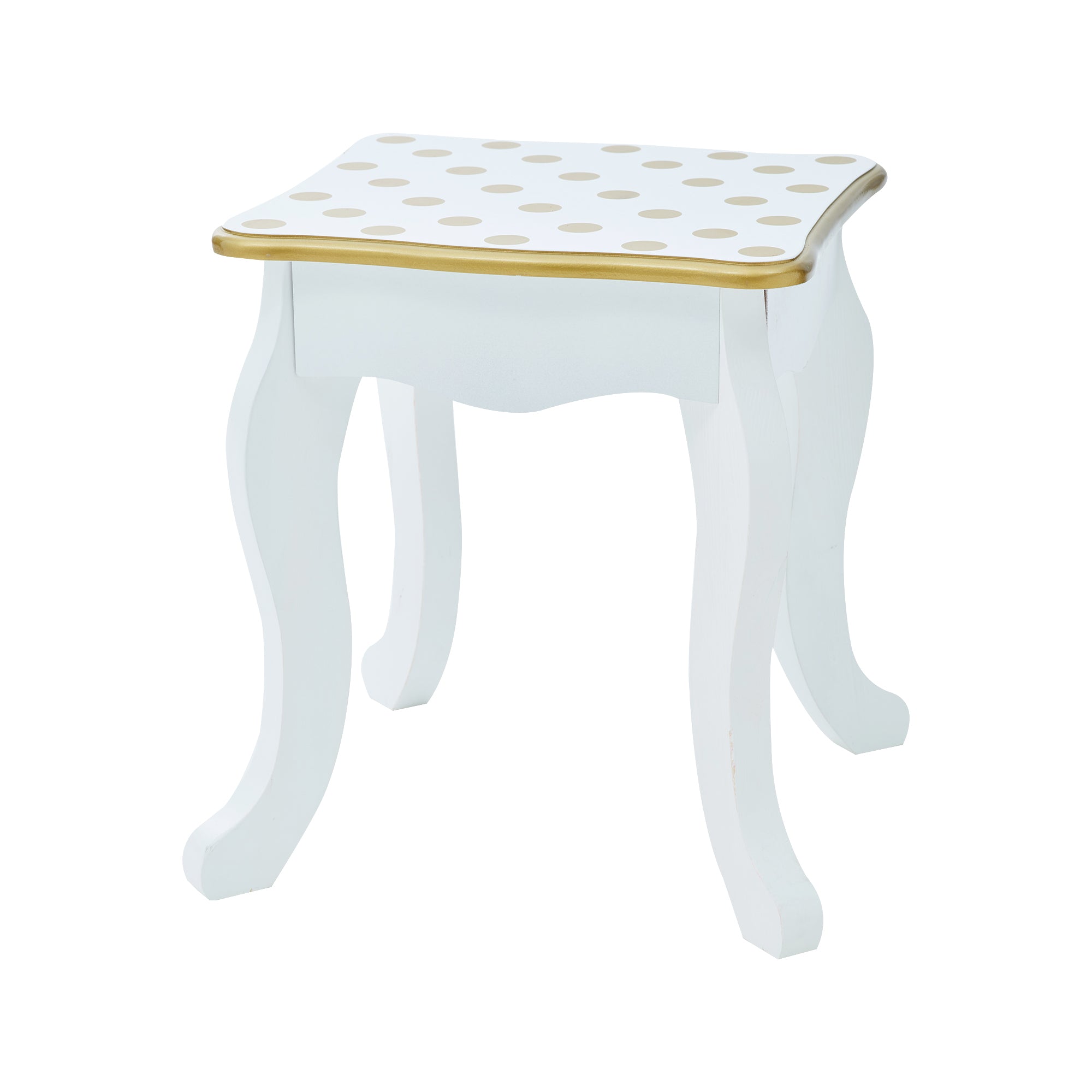 Teamson Kids Gisele 2-pc. Fashion Polka Dot Prints Wooden Vanity Set, White/ Gold EU - Teamson Teamson Kids Gisele 2-pc. Fashion Polka Dot Prints Wooden Vanity Set, White/ Gold EU - Teamson