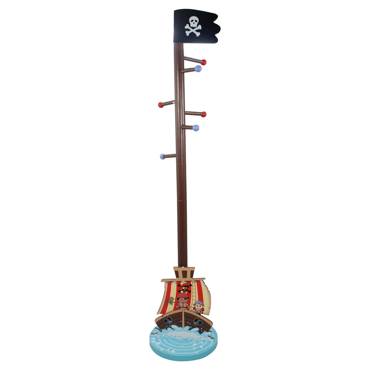 Fantasy Fields Pirate Island Children’s Wooden Coat Rack Unit with 4 H ...